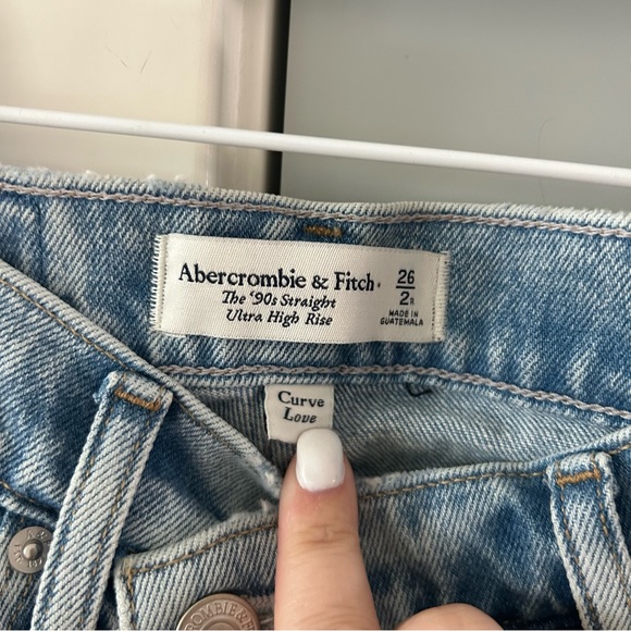 New Abercrombie Criss Cross 90s Straight Ultra High Rise Jeans Curve Love - Picture 5 of 5
